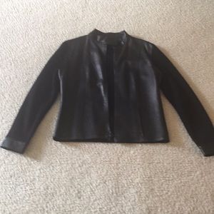 Classifies Entier Black leather sweater,  Petite M